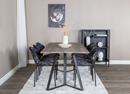 Venture Home Vault & Marina Matstolar 2-pack Svart + Rektangulära Matbord 180 x 90 Nature