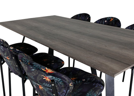 Venture Home Vault & Marina Matstolar 2-pack Svart + Rektangulära Matbord 180 x 90 Nature