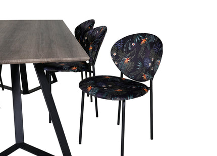 Venture Home Vault & Marina Matstolar 2-pack Svart + Rektangulära Matbord 180 x 90 Nature