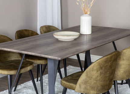 Venture Home Velvet & Marina Matstolar 2-pack Grön + Rektangulära Matbord 180 x 90 Nature