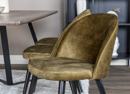 Venture Home Velvet & Marina Matstolar 2-pack Grön + Rektangulära Matbord 180 x 90 Nature