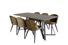 Venture Home Velvet & Marina Matstolar 2-pack Grön + Rektangulära Matbord 180 x 90 Nature