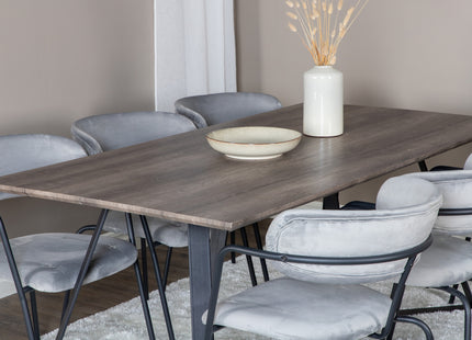 Venture Home Arrow & Marina Matstolar 2-pack Grå + Rektangulära Matbord 180 x 90 Nature