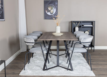 Venture Home Arrow & Marina Matstolar 2-pack Grå + Rektangulära Matbord 180 x 90 Nature