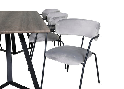 Venture Home Arrow & Marina Matstolar 2-pack Grå + Rektangulära Matbord 180 x 90 Nature