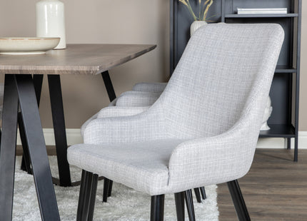 Venture Home Plaza & Marina Matstolar 2-pack Grå + Rektangulära Matbord 180 x 90 Nature