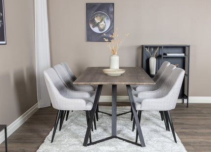 Venture Home Plaza & Marina Matstolar 2-pack Grå + Rektangulära Matbord 180 x 90 Nature