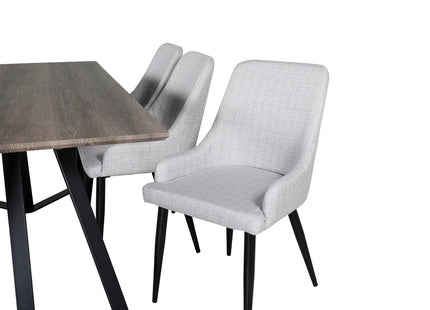 Venture Home Plaza & Marina Matstolar 2-pack Grå + Rektangulära Matbord 180 x 90 Nature