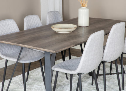 Venture Home Polar & Marina Matstolar 2-pack Grå + Rektangulära Matbord 180 x 90 Nature