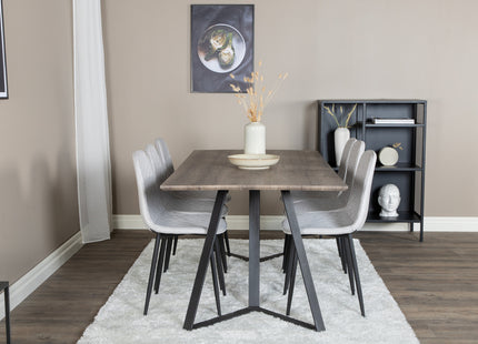 Venture Home Polar & Marina Matstolar 2-pack Grå + Rektangulära Matbord 180 x 90 Nature