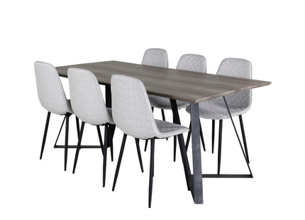 Venture Home Polar & Marina Matstolar 2-pack Grå + Rektangulära Matbord 180 x 90 Nature