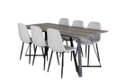 Venture Home Polar & Marina Matstolar 2-pack Grå + Rektangulära Matbord 180 x 90 Nature