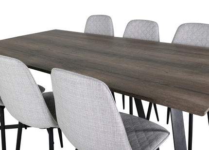 Venture Home Polar & Marina Matstolar 2-pack Grå + Rektangulära Matbord 180 x 90 Nature