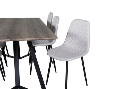 Venture Home Polar & Marina Matstolar 2-pack Grå + Rektangulära Matbord 180 x 90 Nature