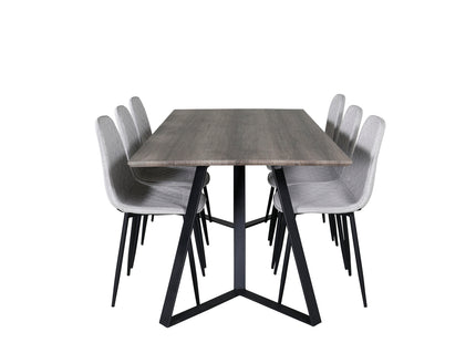 Venture Home Polar & Marina Matstolar 2-pack Grå + Rektangulära Matbord 180 x 90 Nature