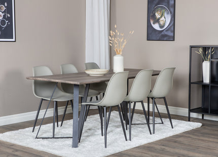 Venture Home Polar & Marina Matstolar 2-pack Grå + Rektangulära Matbord 180 x 90 Nature