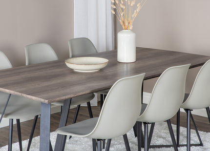 Venture Home Polar & Marina Matstolar 2-pack Grå + Rektangulära Matbord 180 x 90 Nature