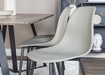 Venture Home Polar & Marina Matstolar 2-pack Grå + Rektangulära Matbord 180 x 90 Nature