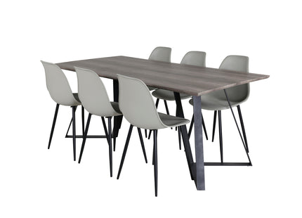 Venture Home Polar & Marina Matstolar 2-pack Grå + Rektangulära Matbord 180 x 90 Nature