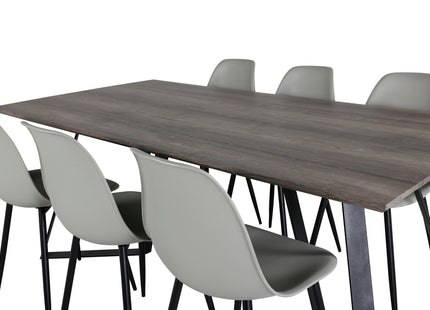 Venture Home Polar & Marina Matstolar 2-pack Grå + Rektangulära Matbord 180 x 90 Nature