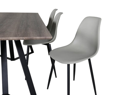 Venture Home Polar & Marina Matstolar 2-pack Grå + Rektangulära Matbord 180 x 90 Nature