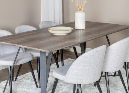 Venture Home Velvet & Marina Matstolar 2-pack Grå + Rektangulära Matbord 180 x 90 Nature