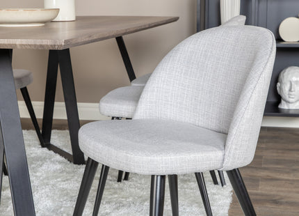 Venture Home Velvet & Marina Matstolar 2-pack Grå + Rektangulära Matbord 180 x 90 Nature