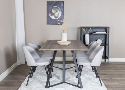 Venture Home Velvet & Marina Matstolar 2-pack Grå + Rektangulära Matbord 180 x 90 Nature