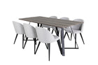 Venture Home Velvet & Marina Matstolar 2-pack Grå + Rektangulära Matbord 180 x 90 Nature
