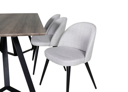 Venture Home Velvet & Marina Matstolar 2-pack Grå + Rektangulära Matbord 180 x 90 Nature