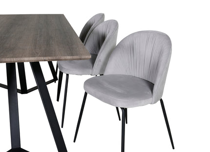 Venture Home Wrinkles & Marina Matstolar 2-pack Grå + Rektangulära Matbord 180 x 90 Nature