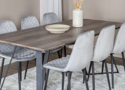 Venture Home Polar & Marina Matstolar 2-pack Grå + Rektangulära Matbord 180 x 90 Nature