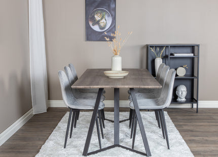 Venture Home Polar & Marina Matstolar 2-pack Grå + Rektangulära Matbord 180 x 90 Nature