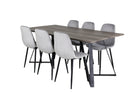 Venture Home Polar & Marina Matstolar 2-pack Grå + Rektangulära Matbord 180 x 90 Nature