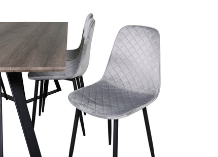 Venture Home Polar & Marina Matstolar 2-pack Grå + Rektangulära Matbord 180 x 90 Nature
