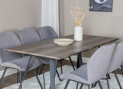 Venture Home Gemma & Marina Matstolar 2-pack Grå + Rektangulära Matbord 180 x 90 Nature