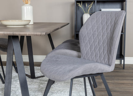 Venture Home Gemma & Marina Matstolar 2-pack Grå + Rektangulära Matbord 180 x 90 Nature