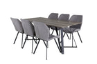 Venture Home Gemma & Marina Matstolar 2-pack Grå + Rektangulära Matbord 180 x 90 Nature