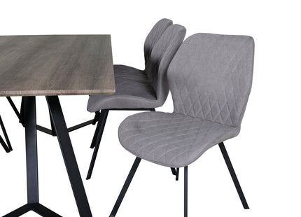 Venture Home Gemma & Marina Matstolar 2-pack Grå + Rektangulära Matbord 180 x 90 Nature