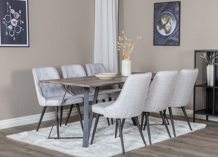 Venture Home Marina & Velvet Deluxe Rektangulära Matbord 180 x 90 Nature + Matstolar 2-pack Grå