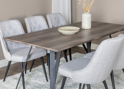 Venture Home Marina & Velvet Deluxe Rektangulära Matbord 180 x 90 Nature + Matstolar 2-pack Grå