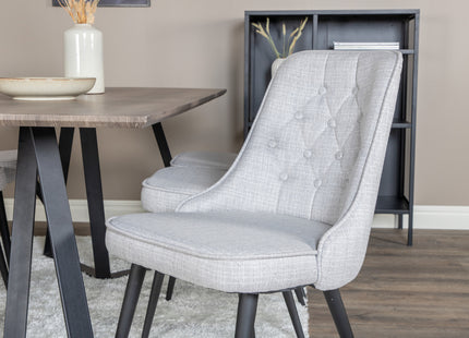 Venture Home Marina & Velvet Deluxe Rektangulära Matbord 180 x 90 Nature + Matstolar 2-pack Grå