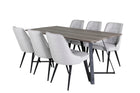 Venture Home Marina & Velvet Deluxe Rektangulära Matbord 180 x 90 Nature + Matstolar 2-pack Grå