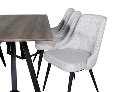 Venture Home Marina & Velvet Deluxe Rektangulära Matbord 180 x 90 Nature + Matstolar 2-pack Grå