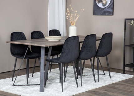Venture Home Polar & Marina Matstolar 2-pack Svart + Rektangulära Matbord 180 x 90 Nature