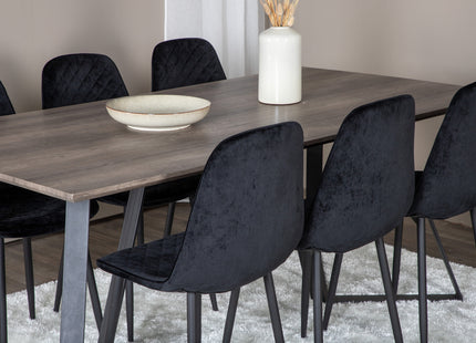 Venture Home Polar & Marina Matstolar 2-pack Svart + Rektangulära Matbord 180 x 90 Nature