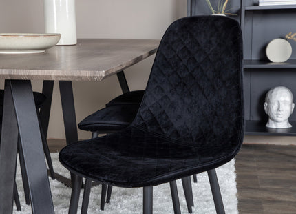 Venture Home Polar & Marina Matstolar 2-pack Svart + Rektangulära Matbord 180 x 90 Nature