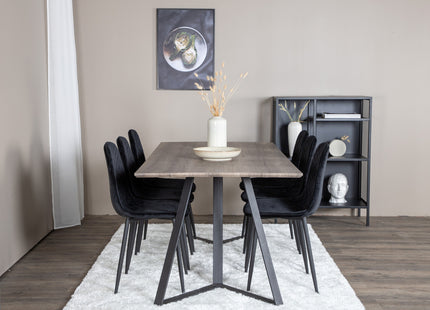 Venture Home Polar & Marina Matstolar 2-pack Svart + Rektangulära Matbord 180 x 90 Nature