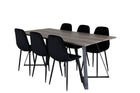 Venture Home Polar & Marina Matstolar 2-pack Svart + Rektangulära Matbord 180 x 90 Nature