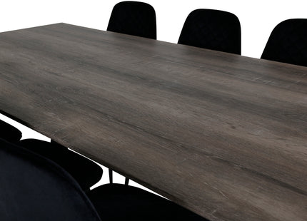 Venture Home Polar & Marina Matstolar 2-pack Svart + Rektangulära Matbord 180 x 90 Nature